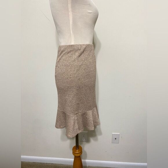 Express Tweed Texture Skirt Ruffle Peplum Hem Pull On Stretch Tan Brown size XS - Picture 9 of 16
